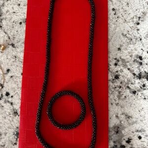 ENDLESS GARNET NECKLACE & BANGLE (SIZE 7 1/2)